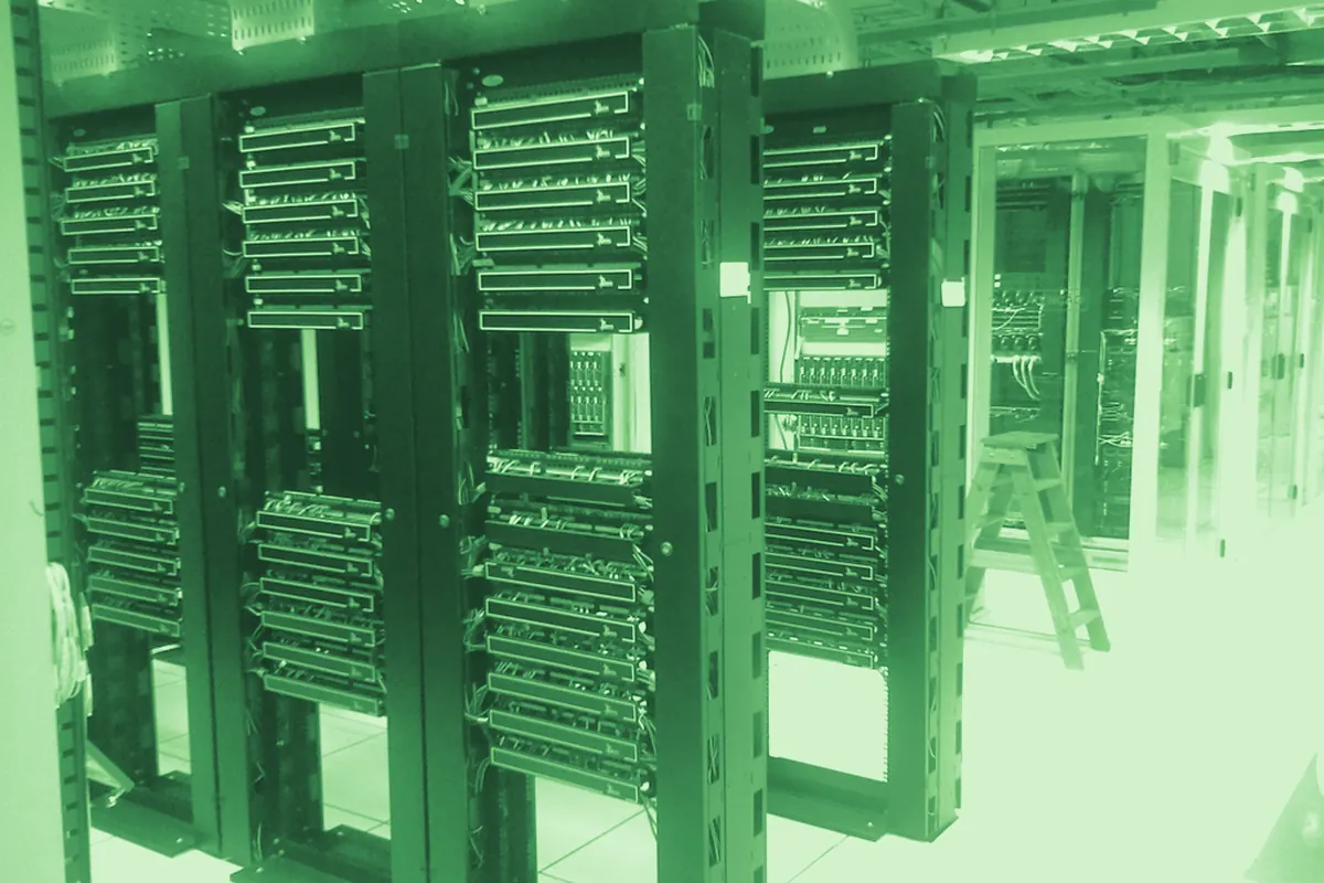 Server racks in a provider data centre.